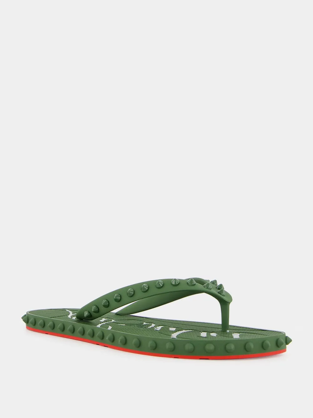 Green Super Loubi Rubber Flip Flops