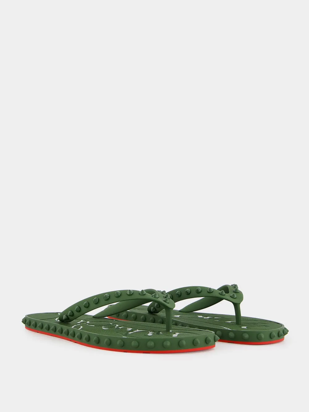 Green Super Loubi Rubber Flip Flops