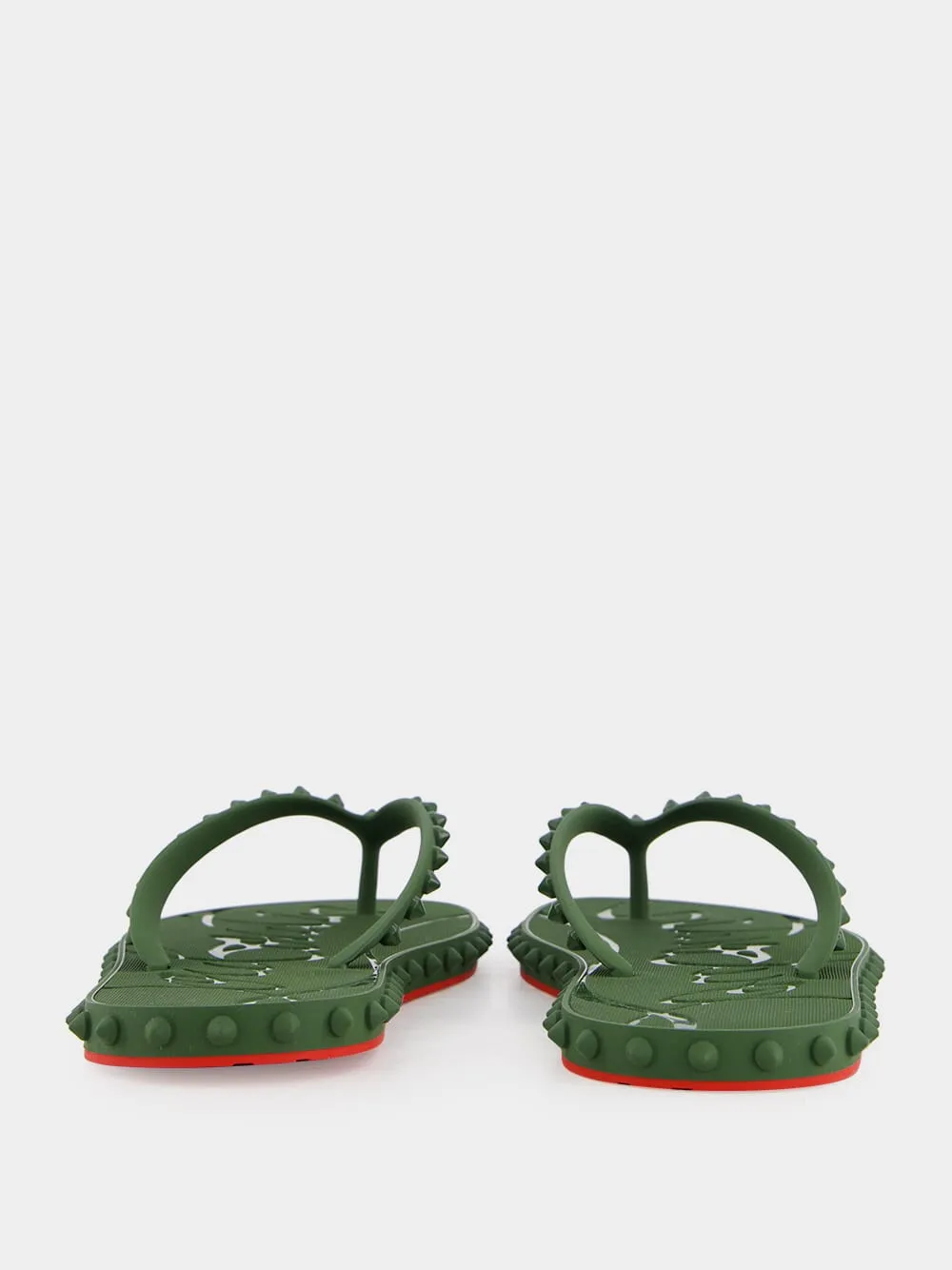 Green Super Loubi Rubber Flip Flops