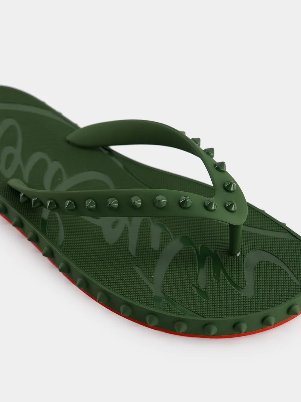 Green Super Loubi Rubber Flip Flops