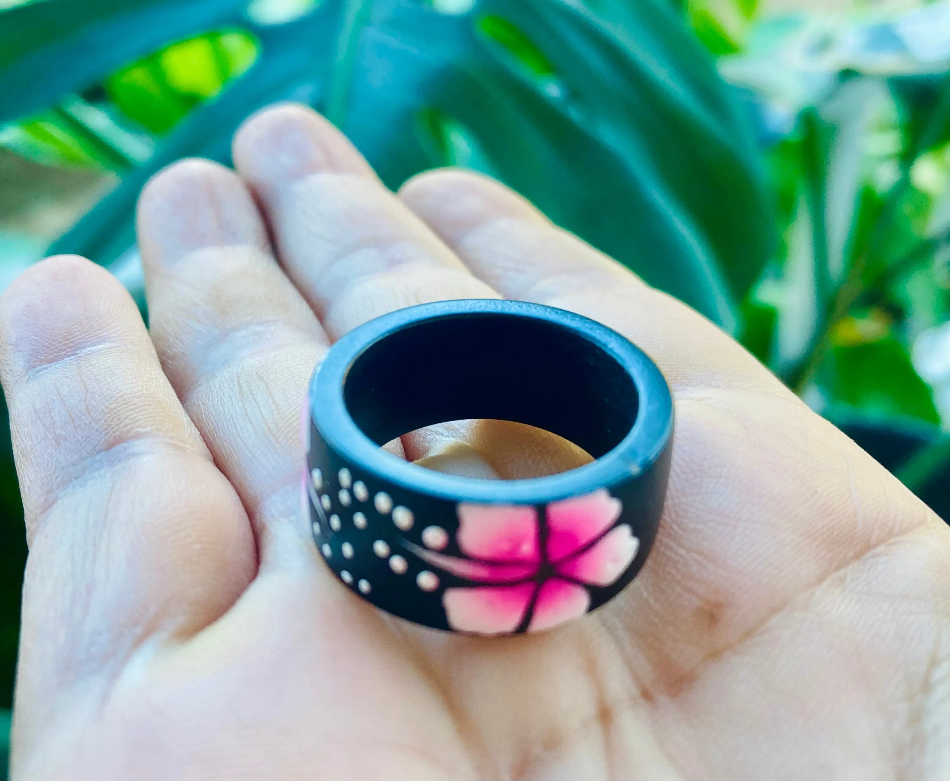 Hand-painted Bamboo Rings Size 9