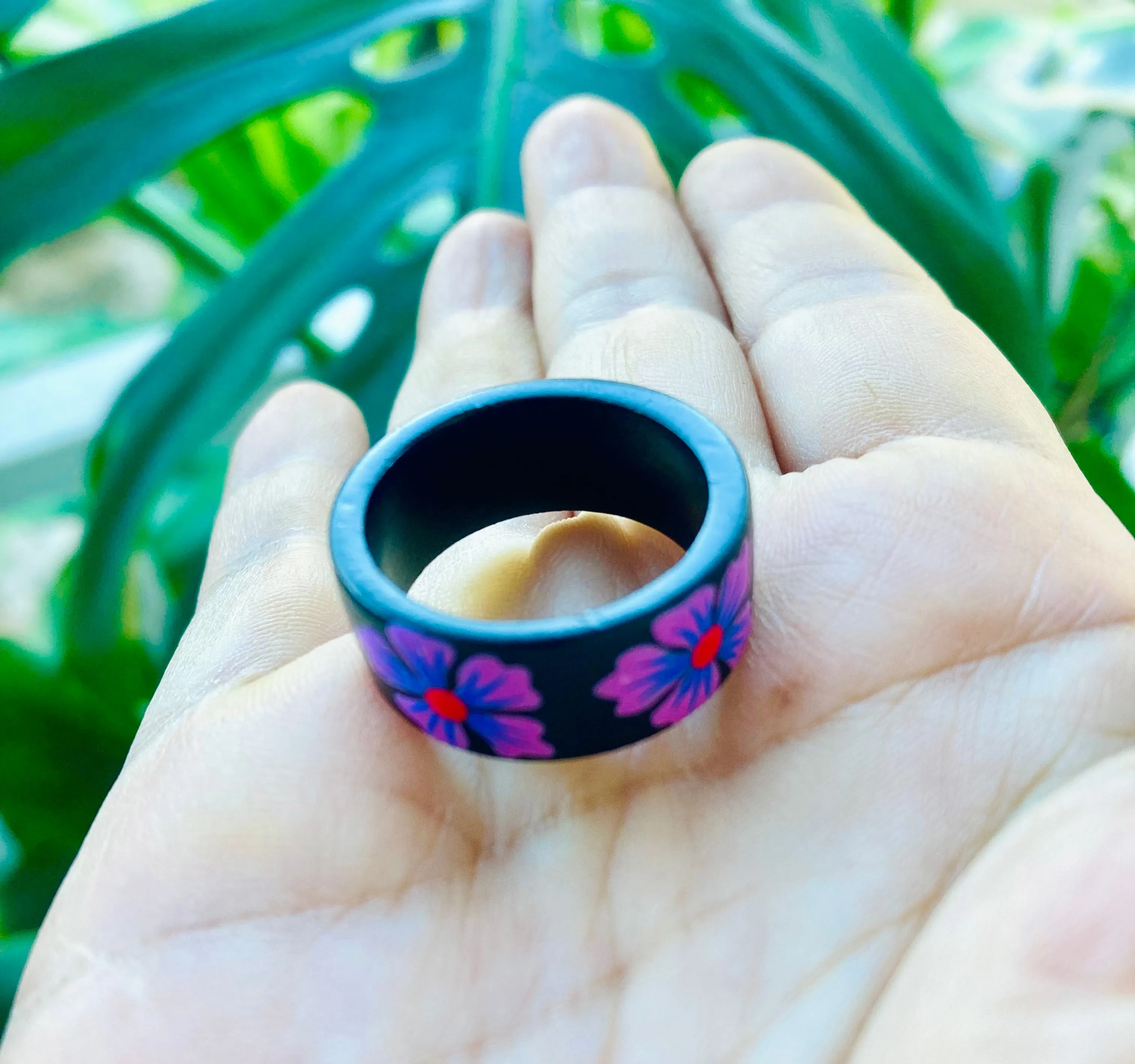 Hand-painted Bamboo Rings Size 9