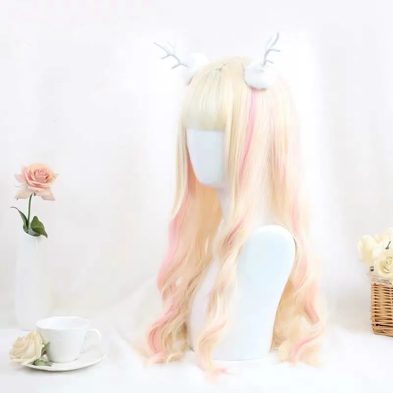 HARAJUKU LOLITA MIXTURE PINK GOLDEN COS BIG WAVE WIG BY31021