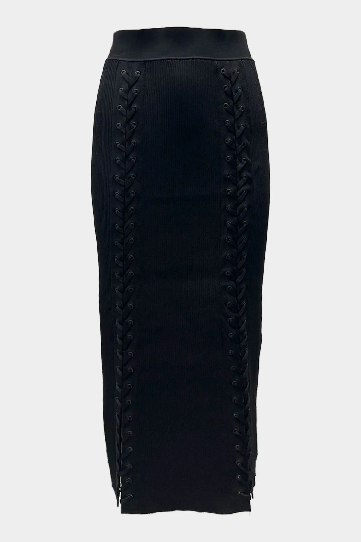 Helly Lace Up Midi Skirt in Black