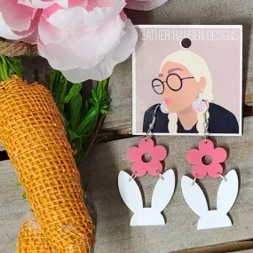 HH Daisy Bunny Ears Earrings - Pink