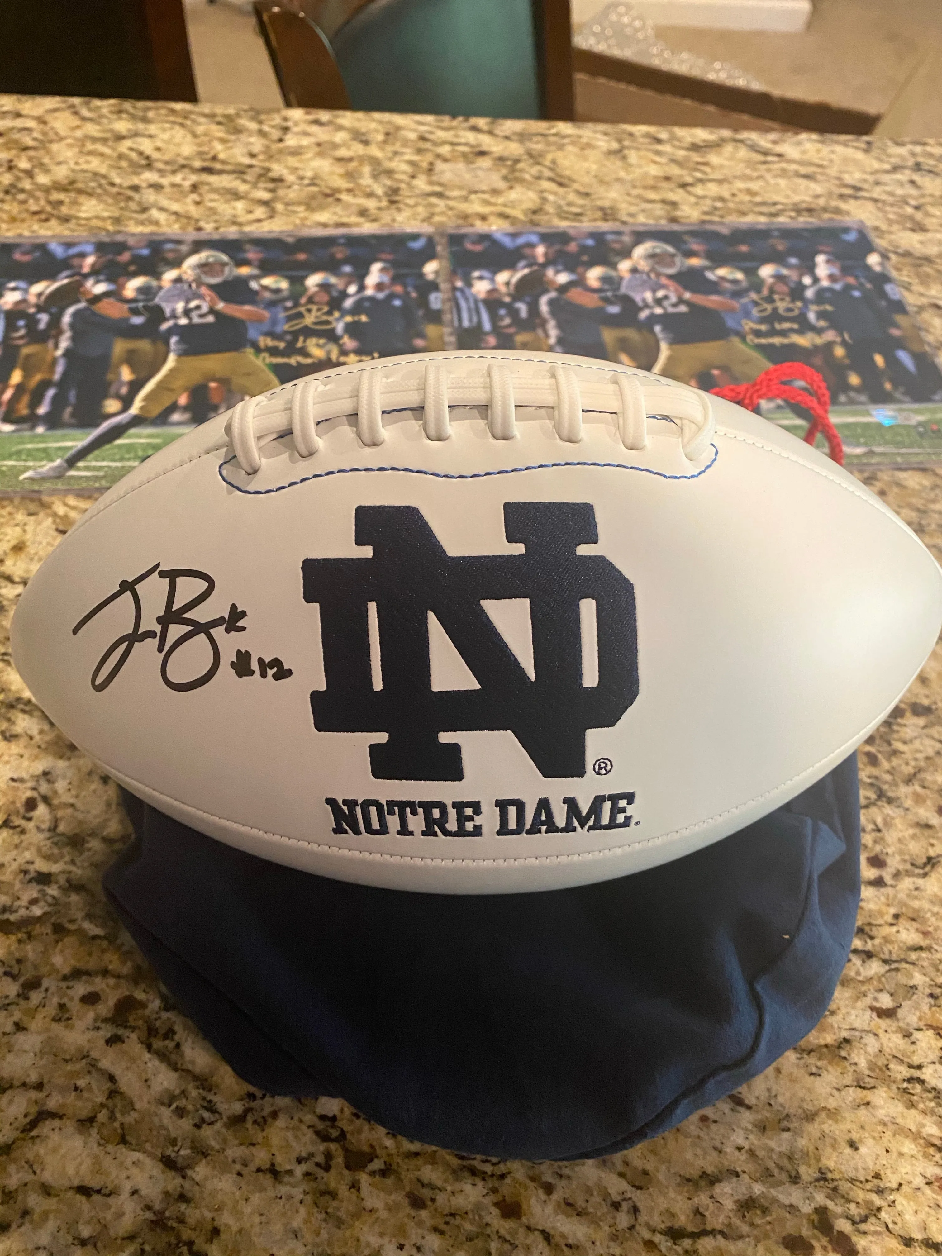 Ian Book Notre Dame Fighting Irish Autographed White Panel Football