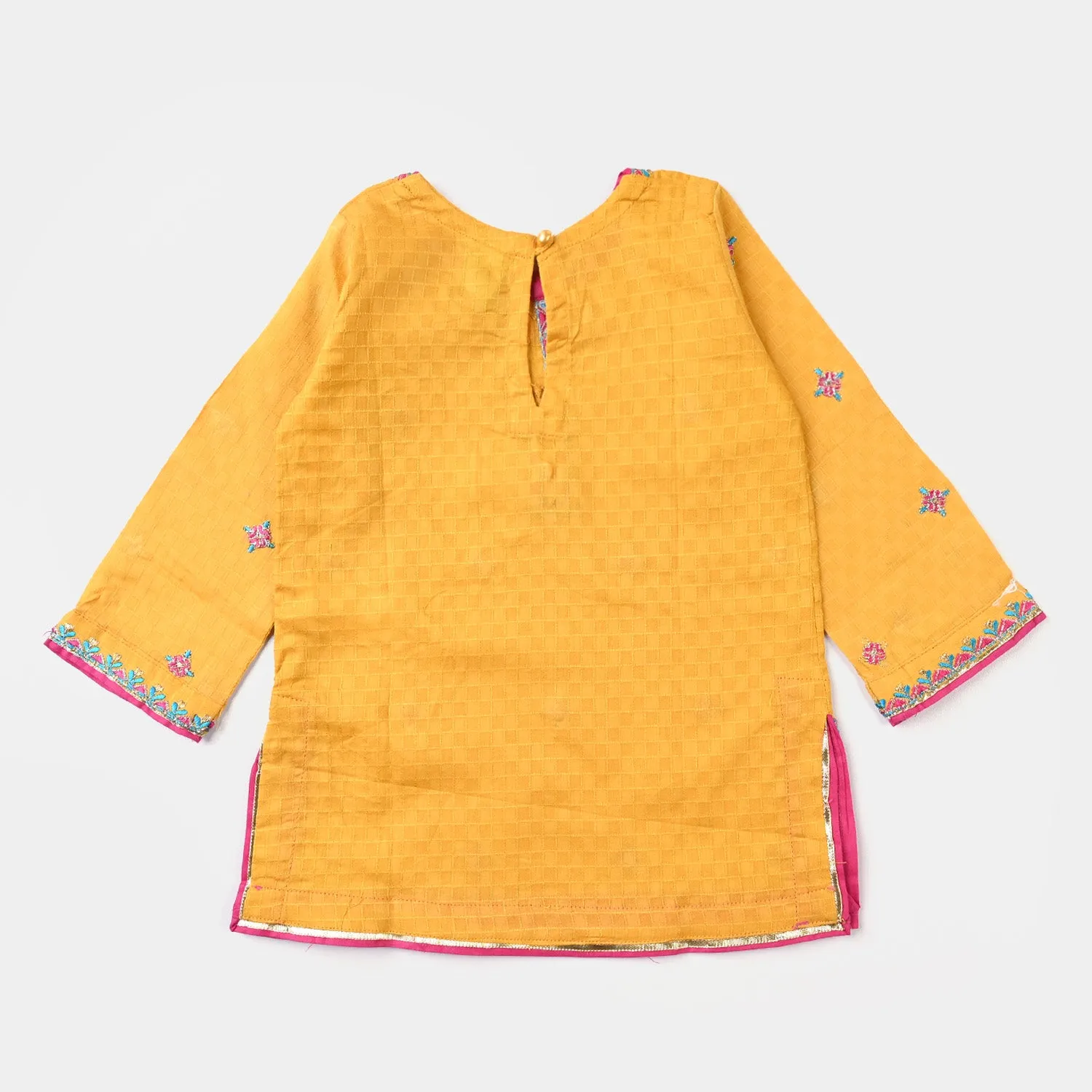 Infant Girls Jacquard EMB 2PC Suit Delicate-Mustard