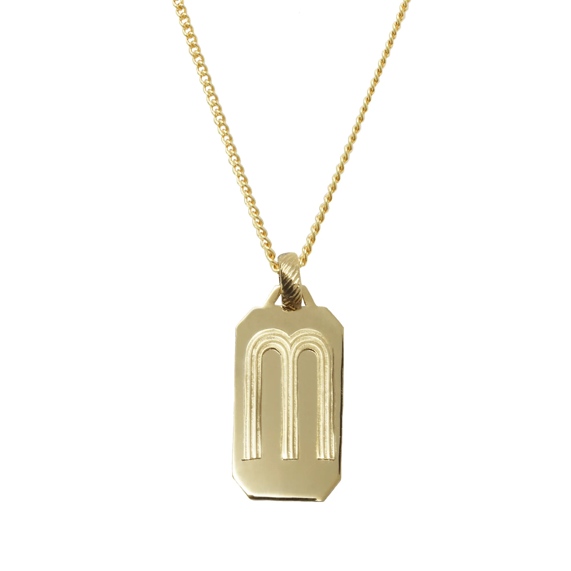 Initial Retro Tag Necklace