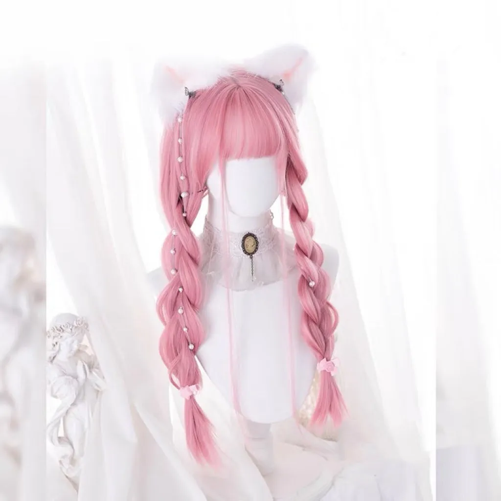 Lolita pastel pink jk cos long straight wig BY7011