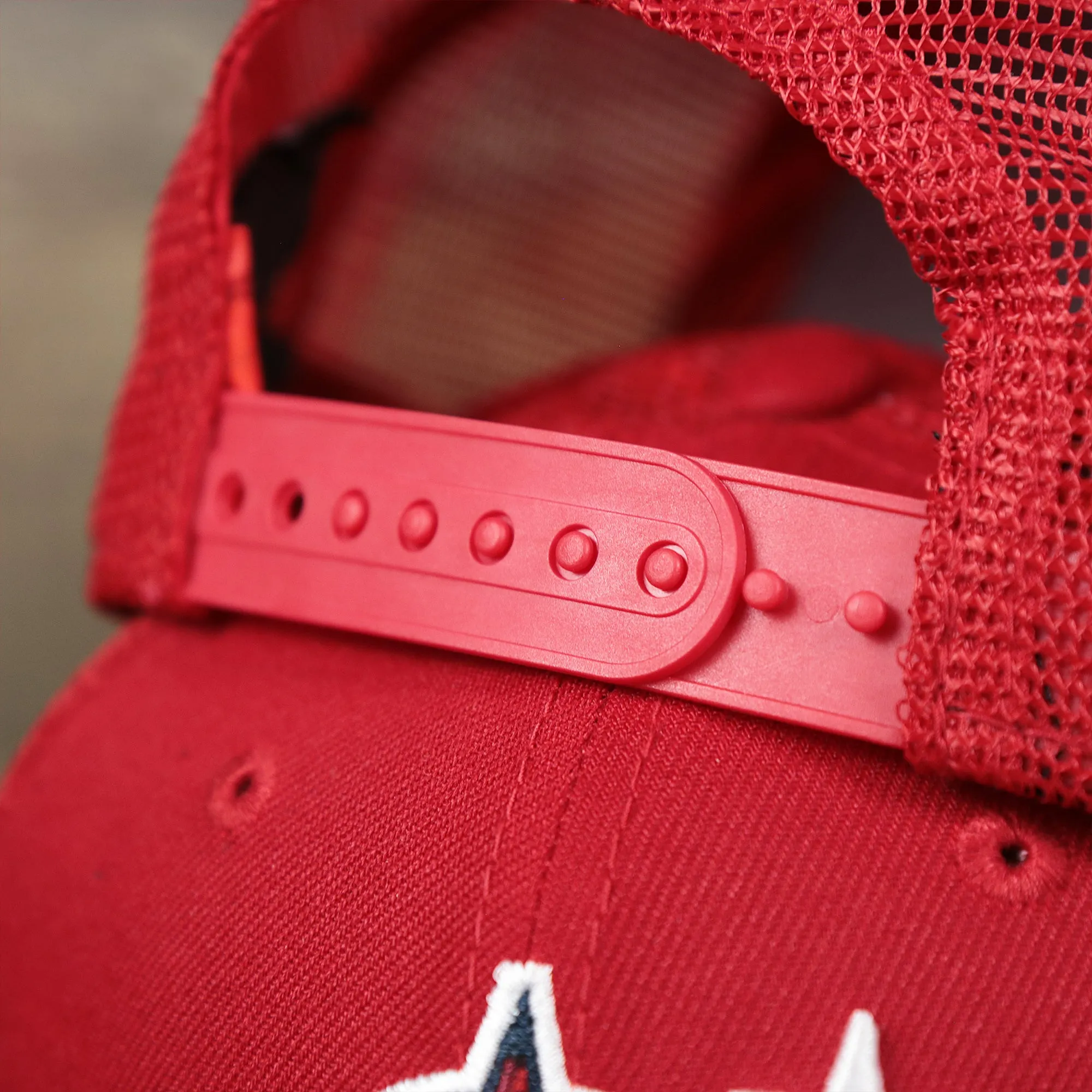 Los Angeles Angels Metallic All Star Game MLB 2022 Side Patch 9Fifty Mesh Snapback | ASG 2022 Red Trucker Hat