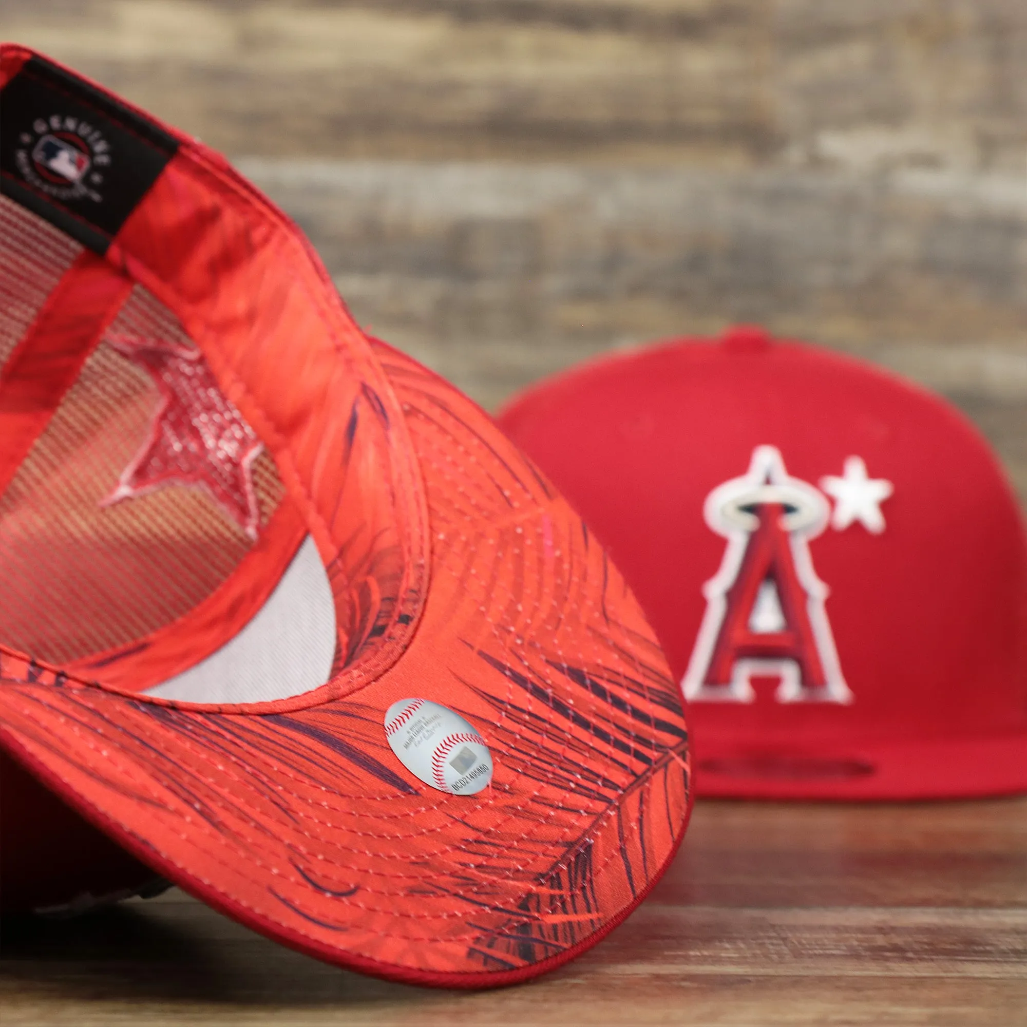 Los Angeles Angels Metallic All Star Game MLB 2022 Side Patch 9Fifty Mesh Snapback | ASG 2022 Red Trucker Hat