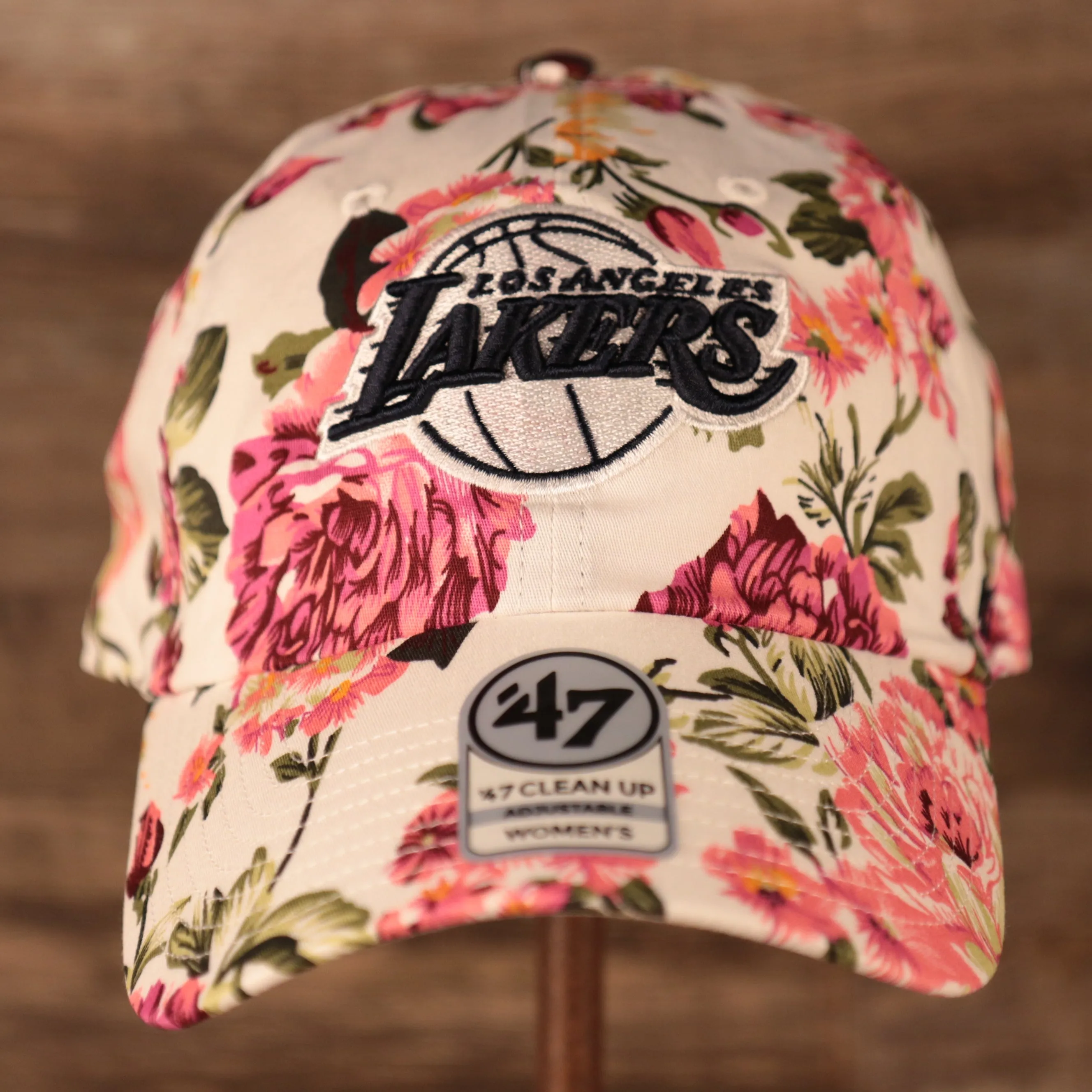 Los Angeles Lakers White Floral Adjustable Dad Hat