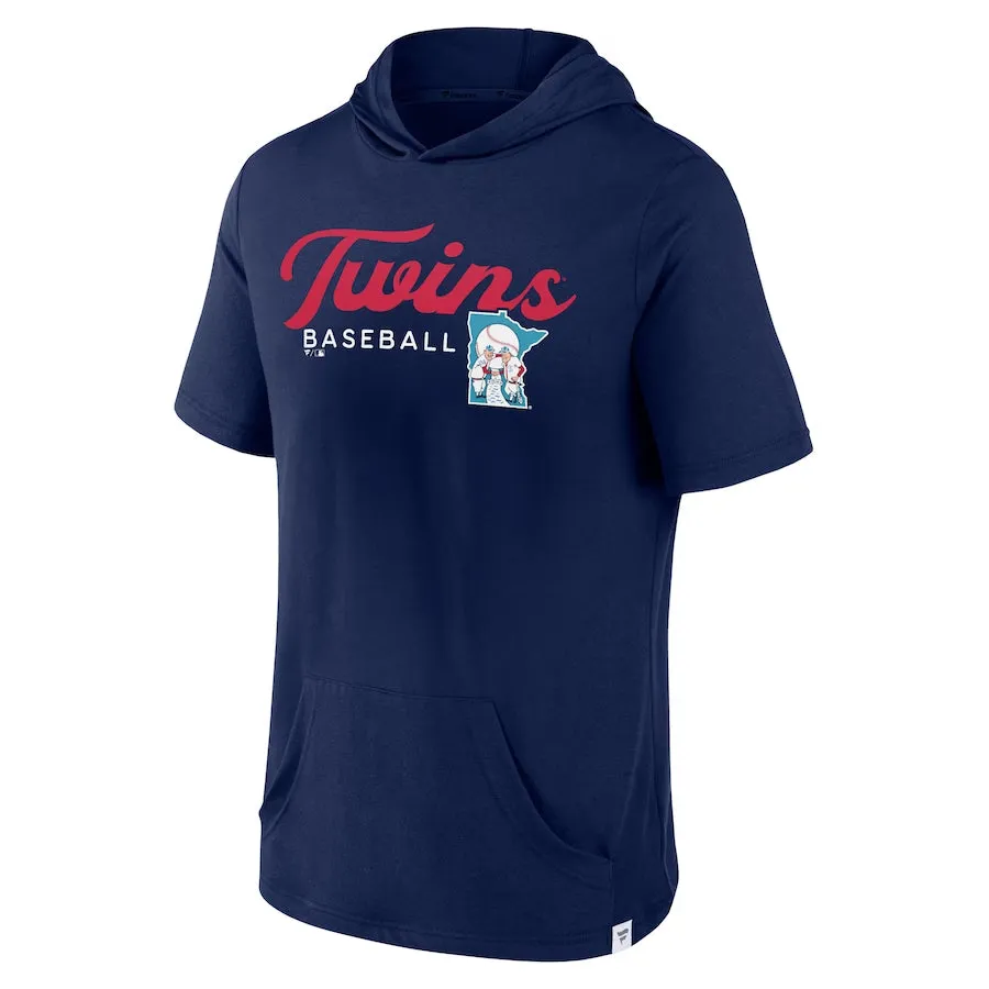 Minnesota Twins Navy Fanatics Offensive Strategy Short Sleeve Pullover Hoodie