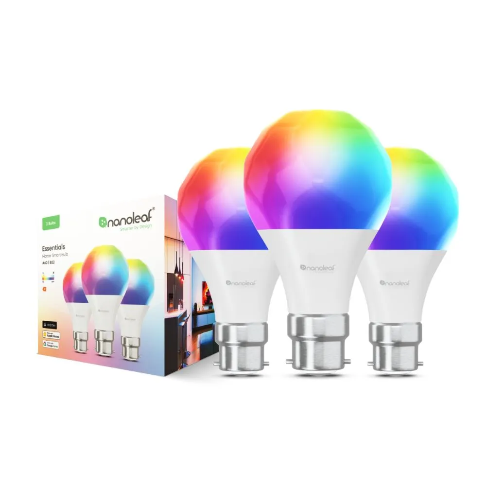 Nanoleaf Essentials Smart Bulb B22 (Matter Compatible) - 3 Pack