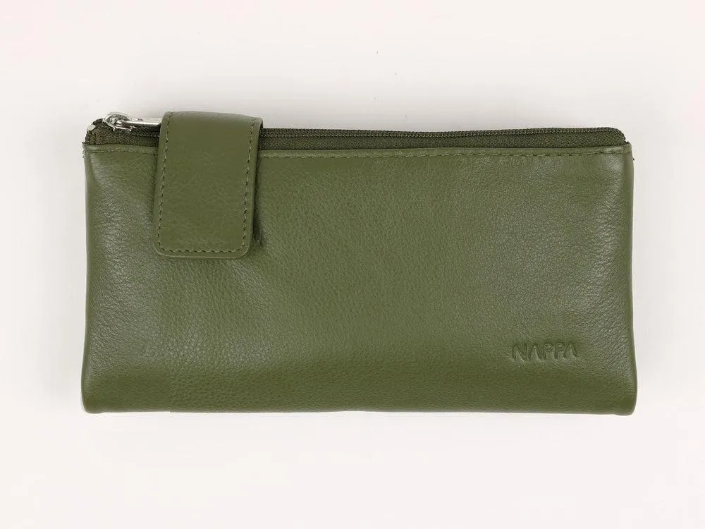 Nappa Charlotte RFID Leather Wallet In Olive