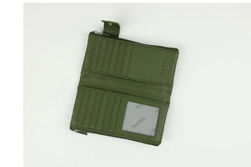 Nappa Charlotte RFID Leather Wallet In Olive