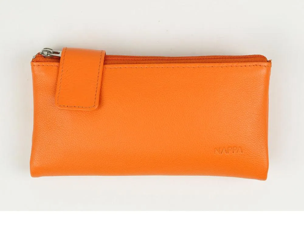 Nappa Charlotte RFID Leather Wallet In Orange