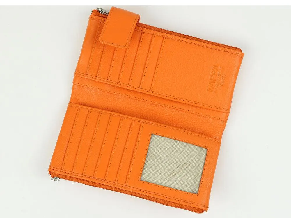 Nappa Charlotte RFID Leather Wallet In Orange