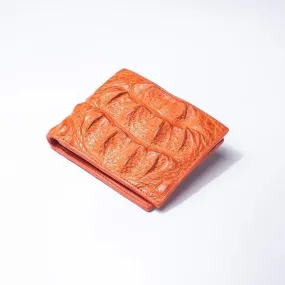 One of A Kind Orange Hornback Crocodile Mens Wallet