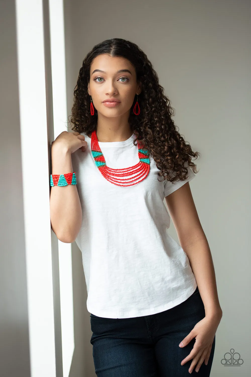 Paparazzi Accessories - Kickin It Outback - Red Necklace