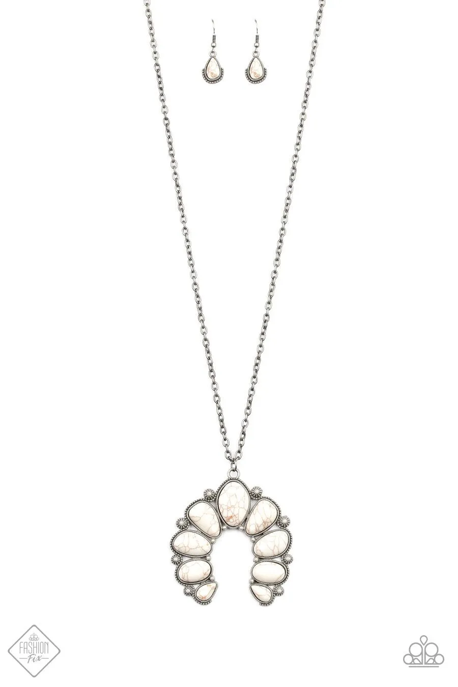 Paparazzi Stone Monument - White - Necklace & Earrings - Trend Blend / Fashion Fix Exclusive April 2020