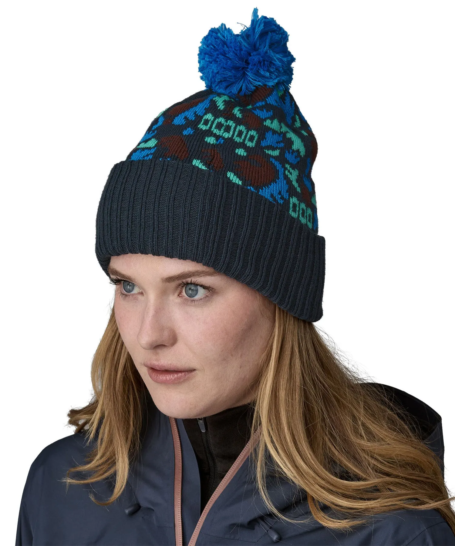 Patagonia Adult Powder Town Beanie - Across Oceans / Smolder Blue