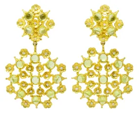 Paul Morelli 8.18 CTW Peridot Diamond 18 Karat Green Gold Floral Lace Earrings