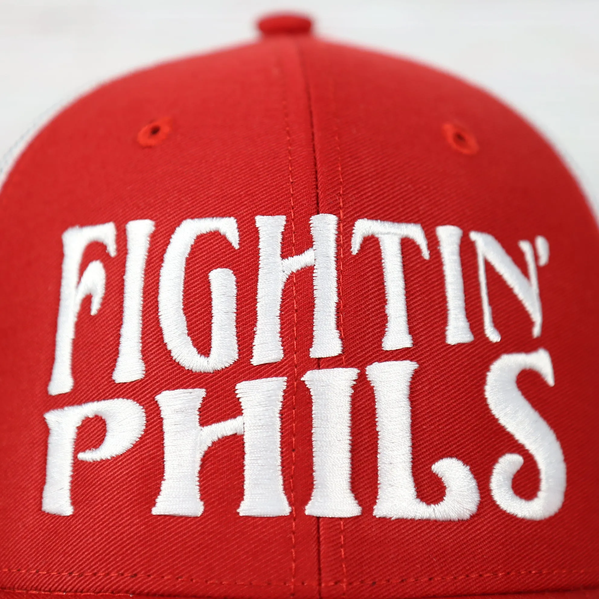 Philadelphia Phillies 2022 World Series Fightin' Phils Phillies Logo Side Patch Red Adjustable Trucker Snapback Hat