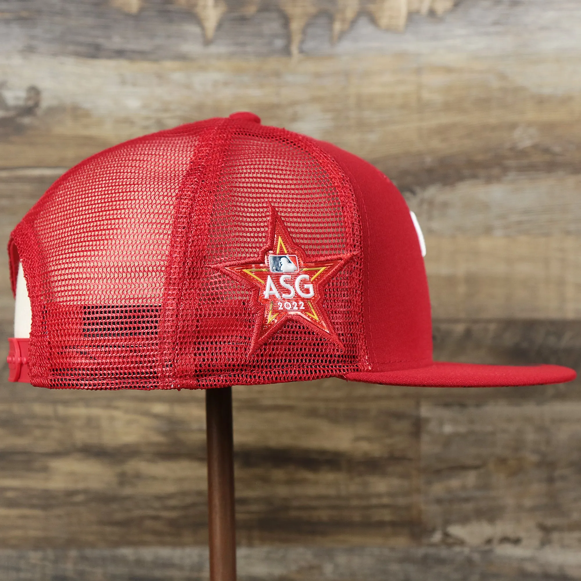 Philadelphia Phillies Metallic All Star Game MLB 2022 Side Patch 9Fifty Mesh Snapback | ASG 2022 Red Trucker Hat