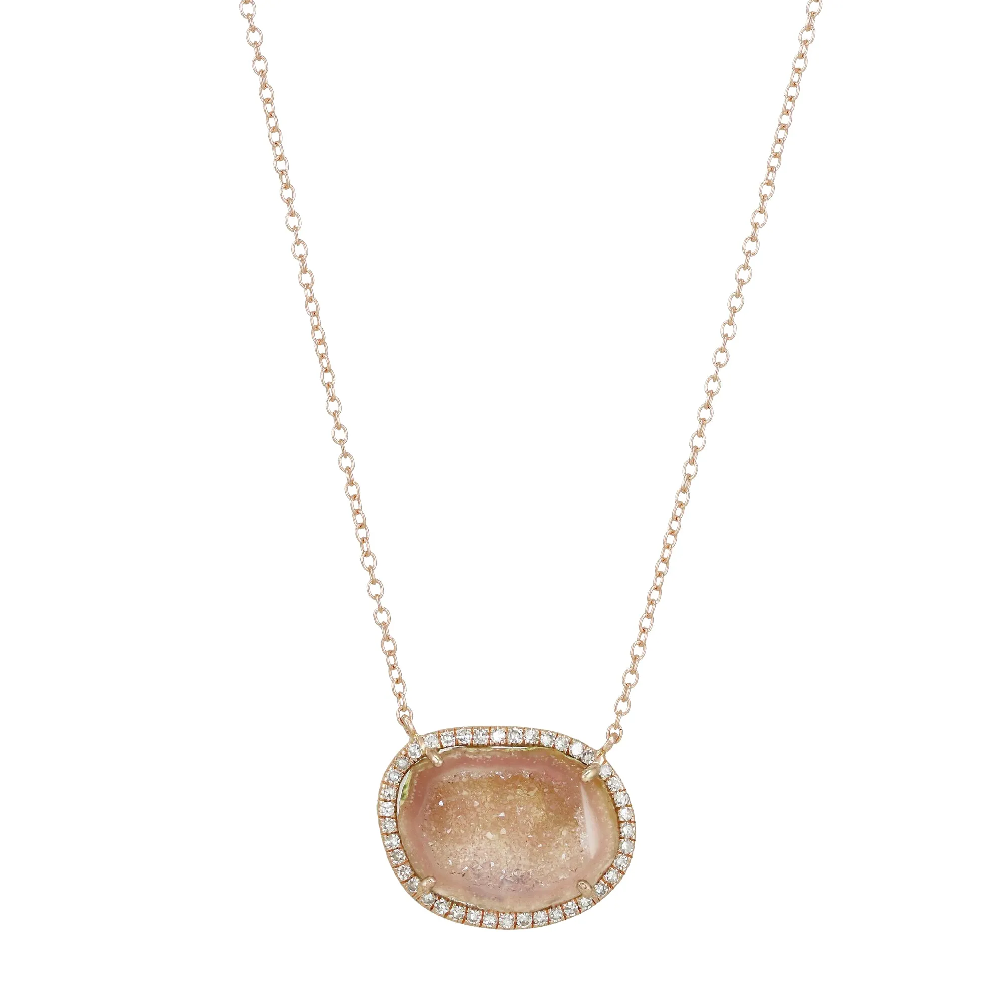 Pink Baby Geode Necklace With Diamonds