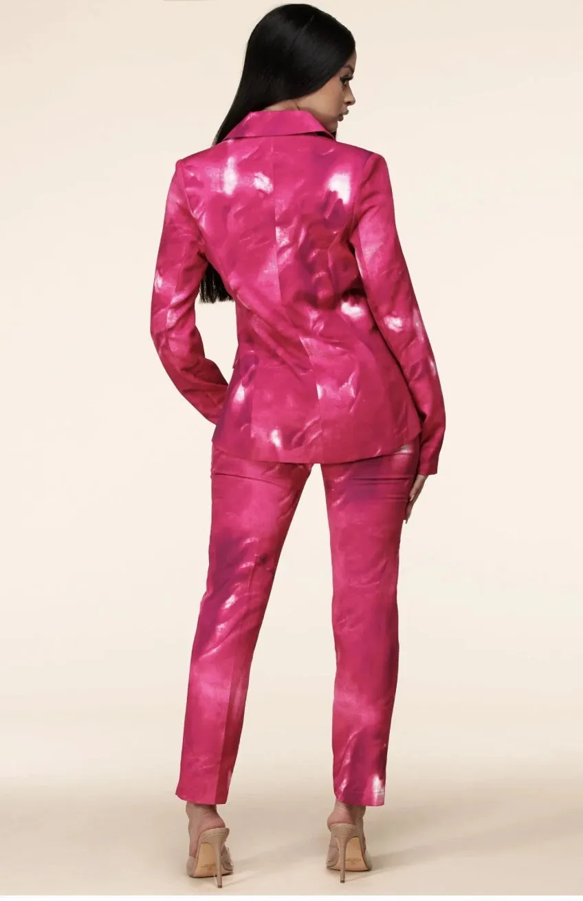 Pink Mix & Match Two Piece Tailored Pant Suit