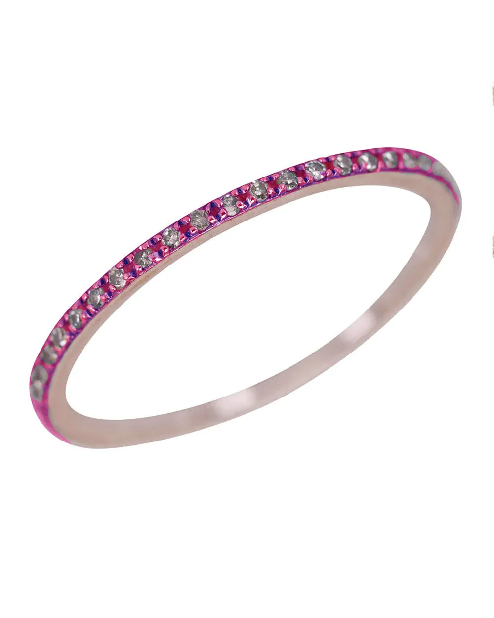 Pink Rhodium and Diamond Stack Band