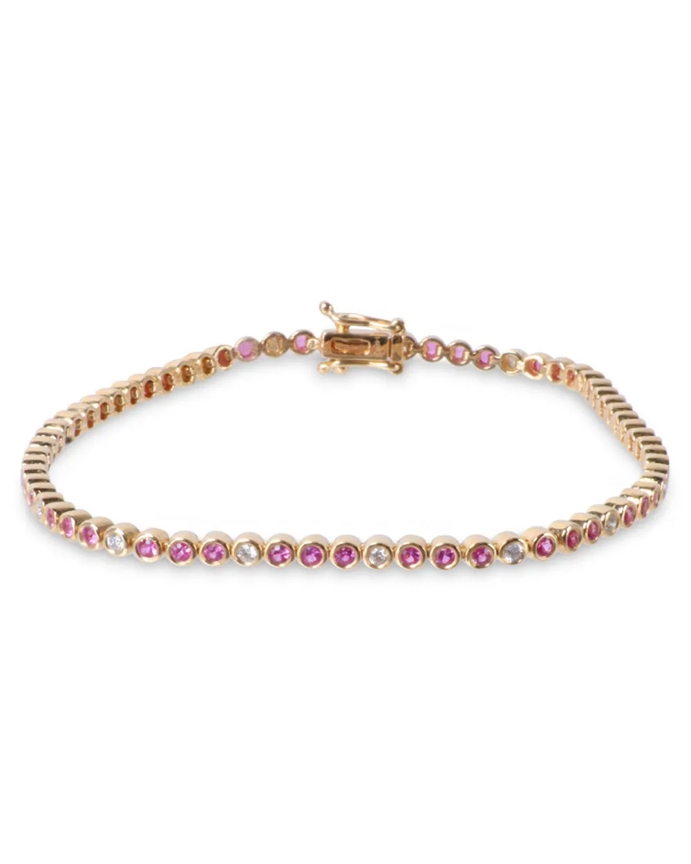 Pink Sapphire and Diamond Bezel Bracelet