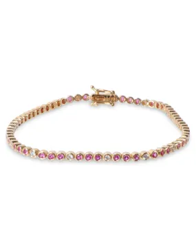 Pink Sapphire and Diamond Bezel Bracelet