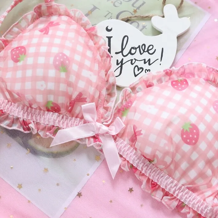 Pink Strawberry Kawaii Lolita Nymphet Lingerie Set