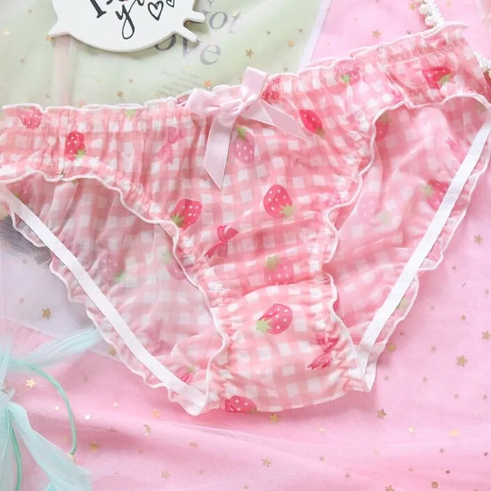 Pink Strawberry Kawaii Lolita Nymphet Lingerie Set