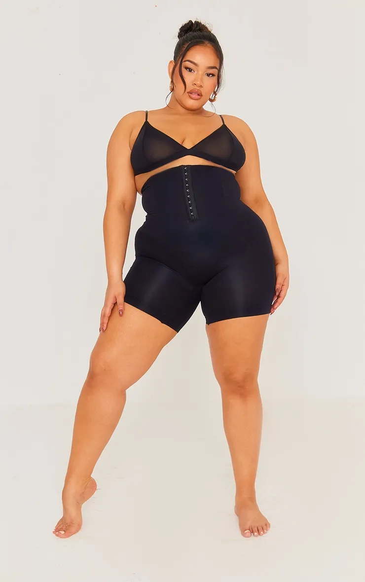 Plus Black Shapewear Waist Trainer Shorts