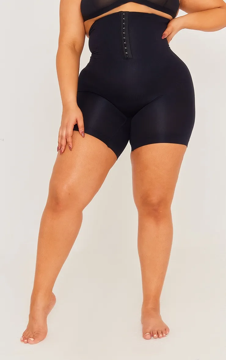 Plus Black Shapewear Waist Trainer Shorts