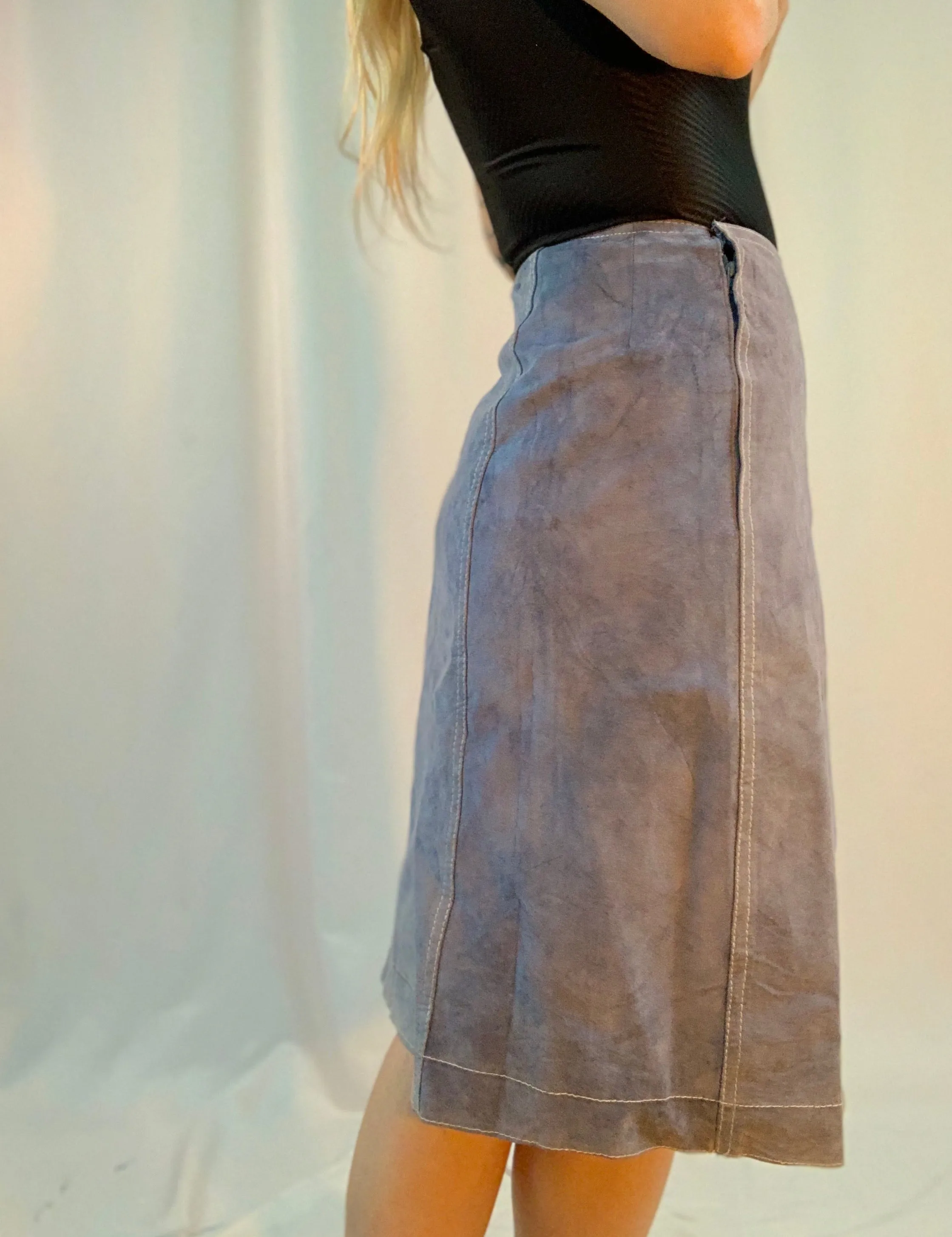 Powder blue suede skirt