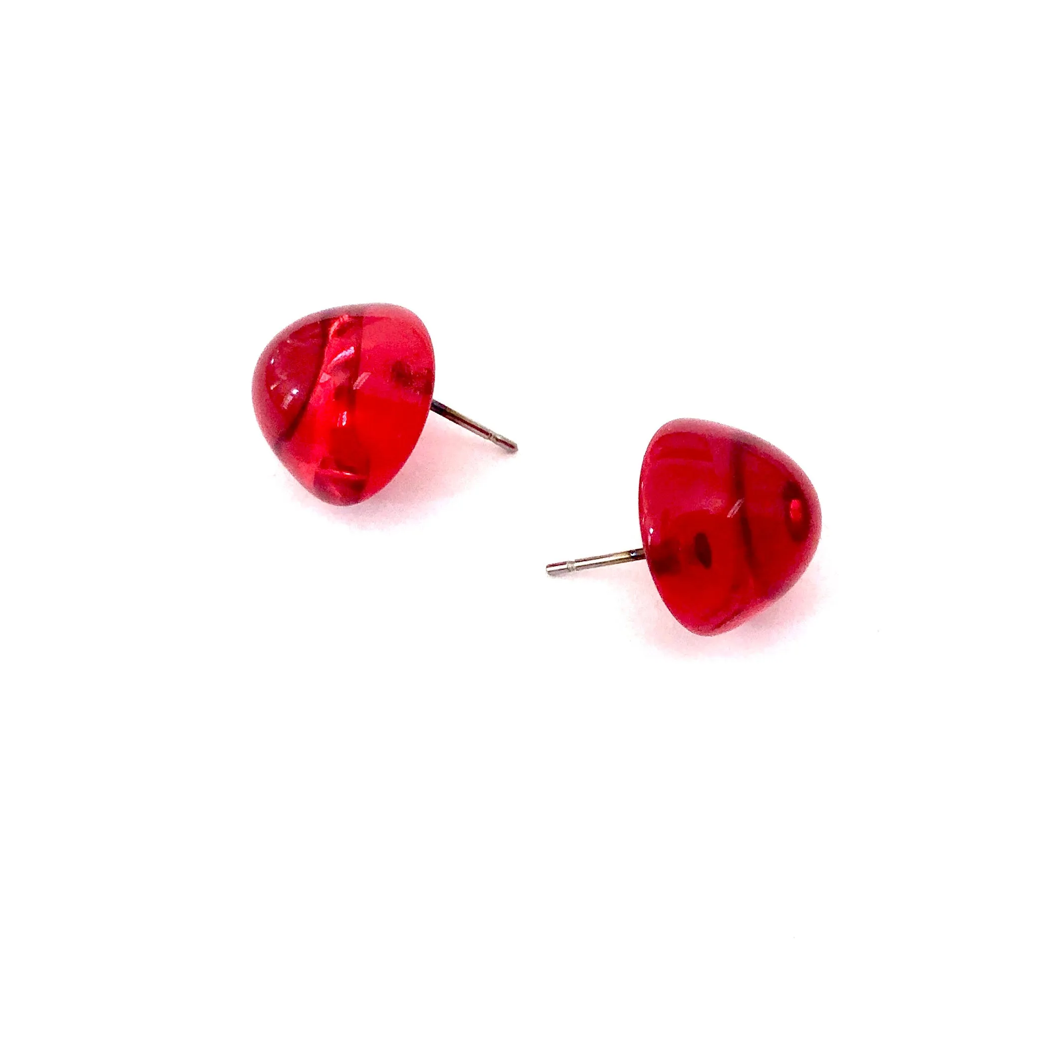 Red Gumdrop Stud Earrings