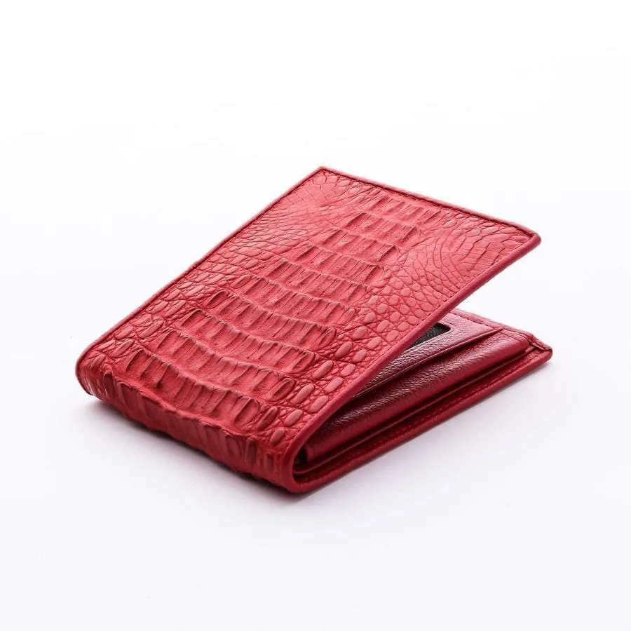 Red Hornback Mens Crocodile Wallet