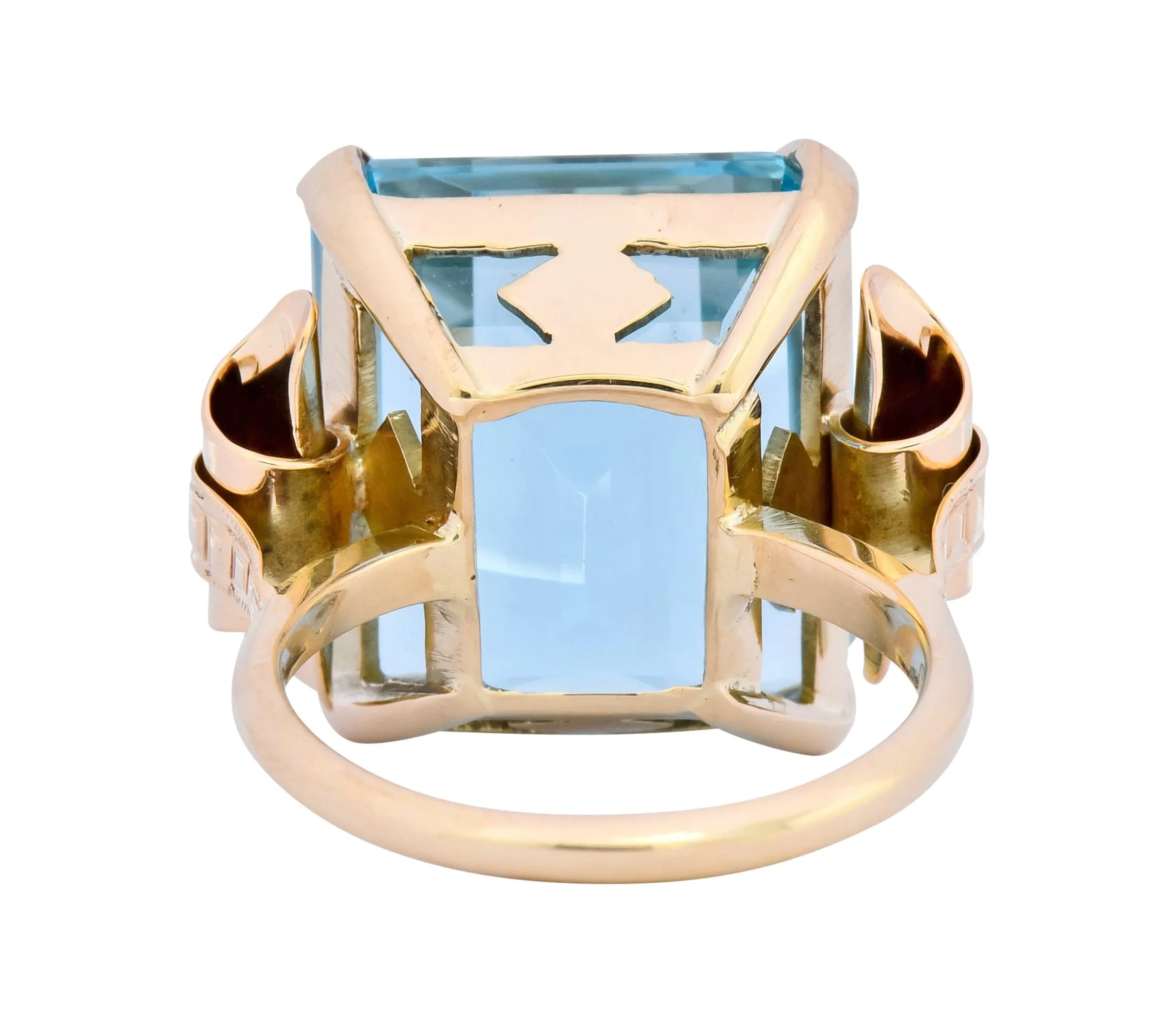 Retro 17.86 CTW Aquamarine 14 Karat Gold Cocktail Ring