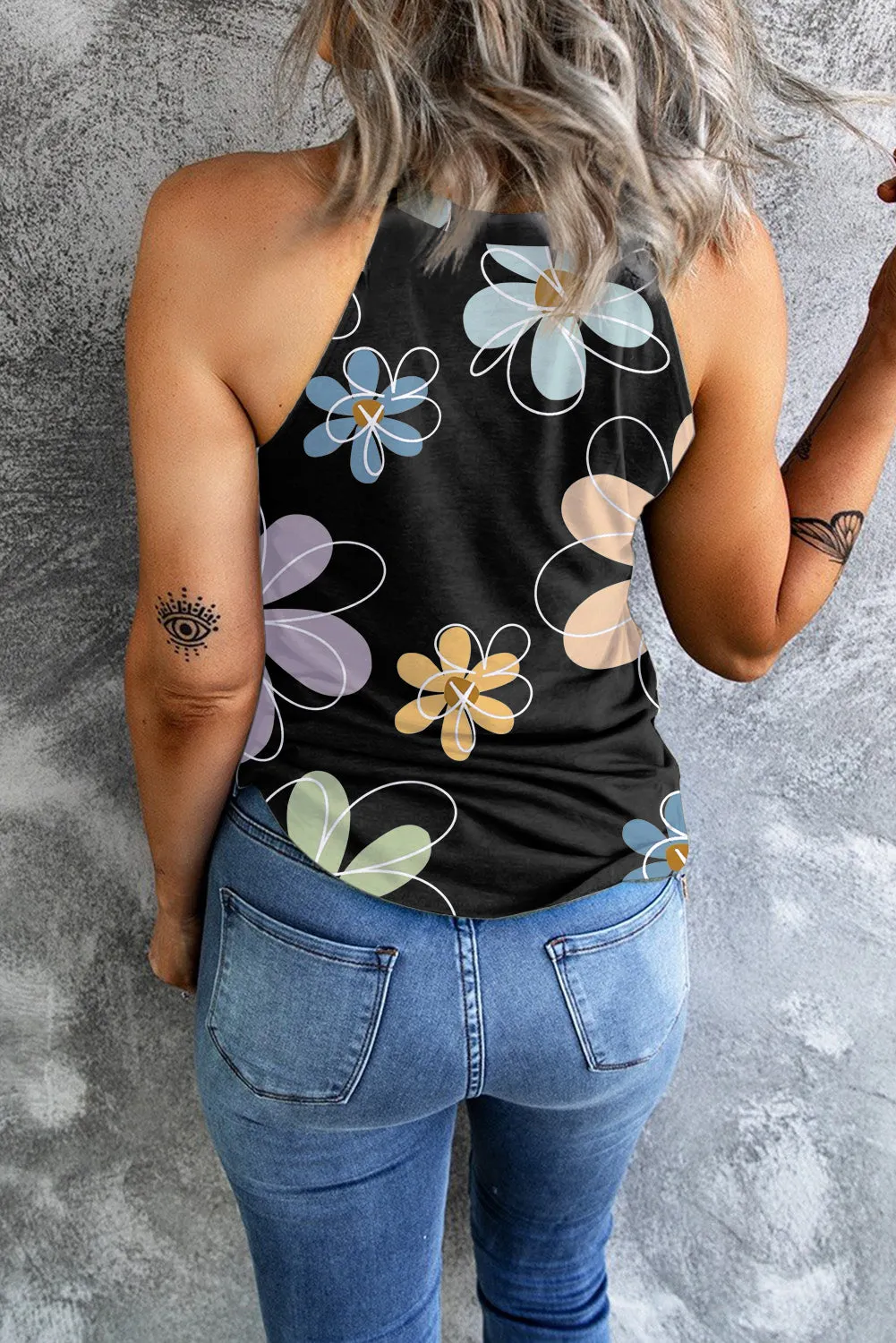 Retro daisy tank black