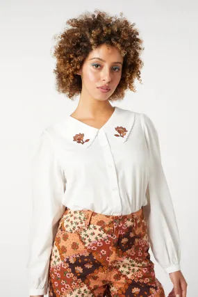 Retro Flora Embroidered Blouse