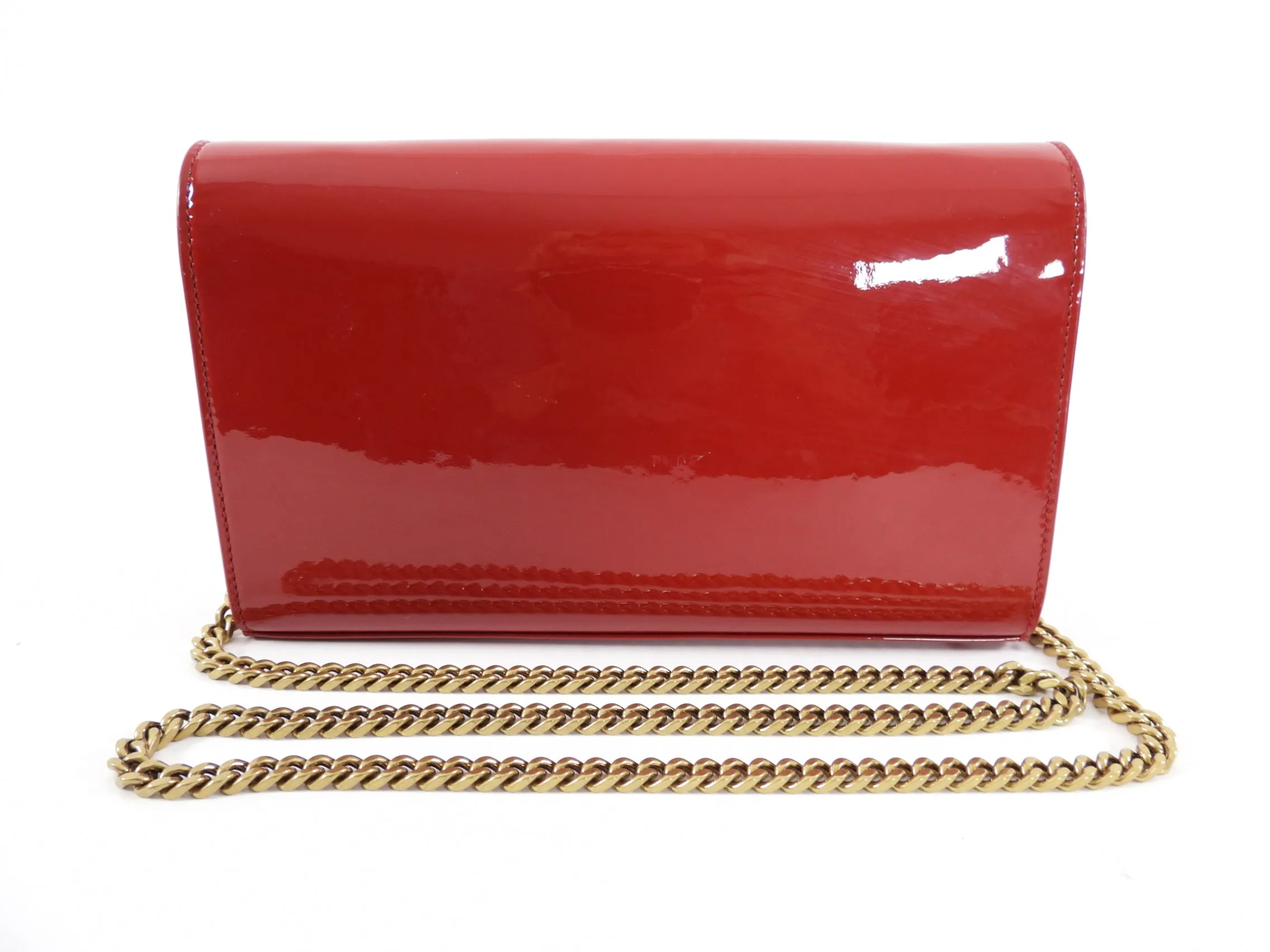 Saint Laurent Red Patent Kate Wallet on Chain Bag