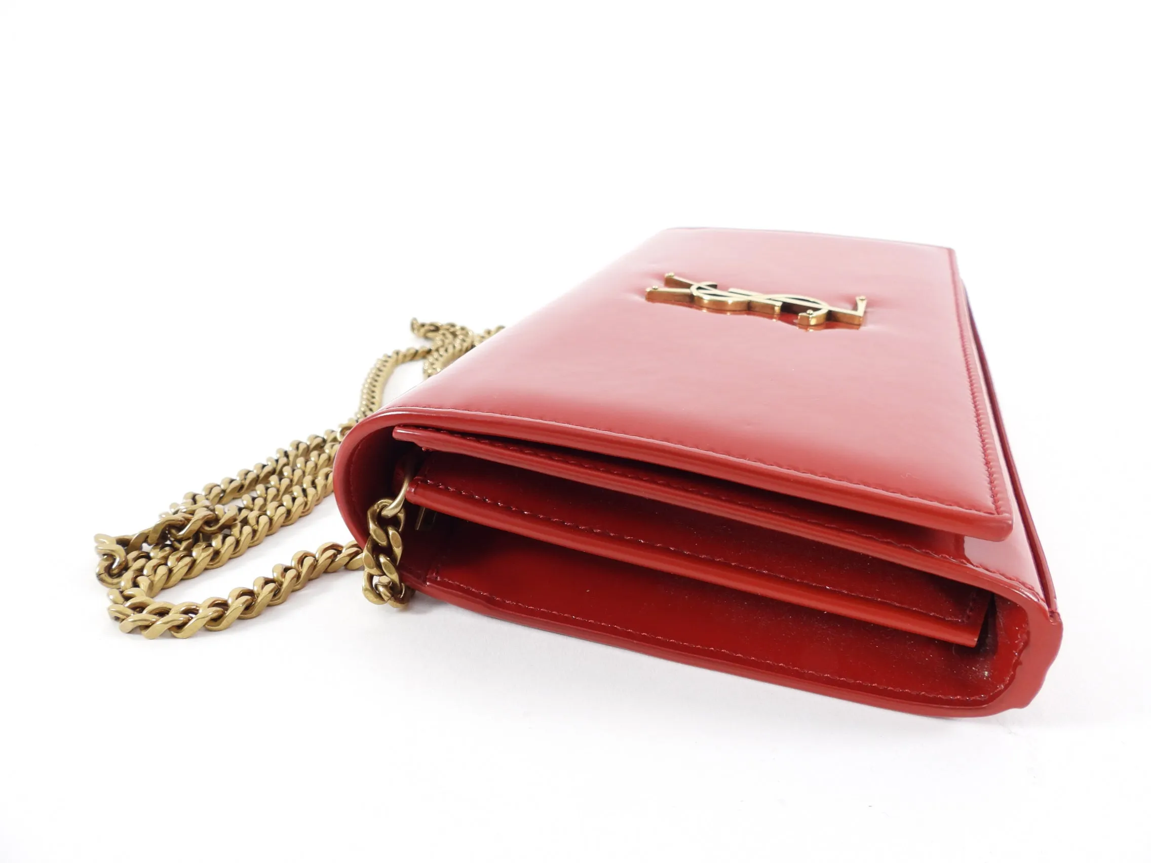 Saint Laurent Red Patent Kate Wallet on Chain Bag