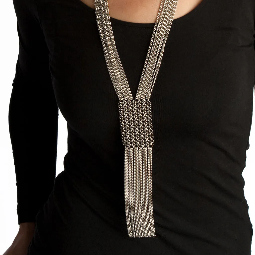 SLINKY Panel & Fringe Necklace