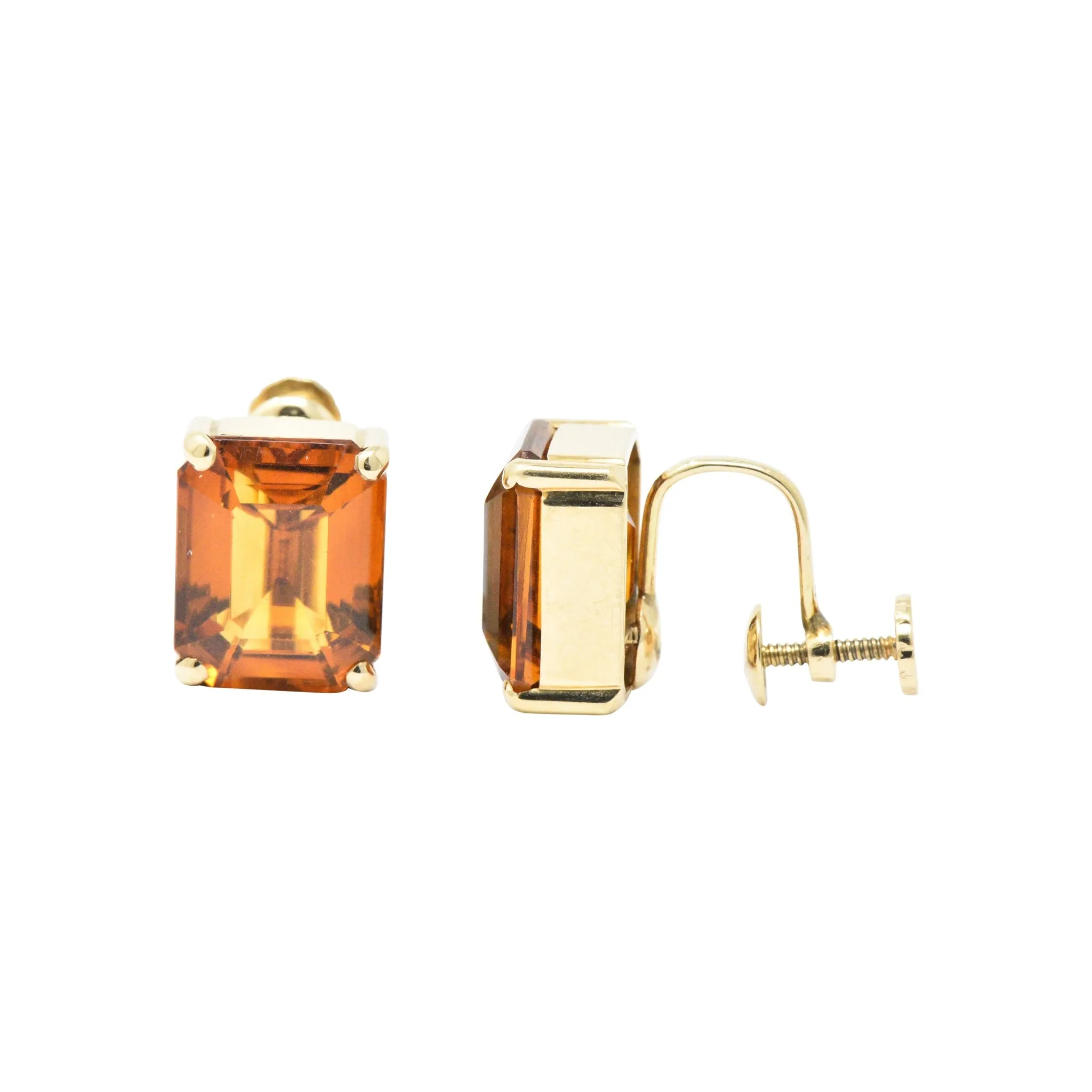 Tiffany & Co. 12.25 Carat Citrine & 18K Yellow Gold Retro Screw Back Earrings