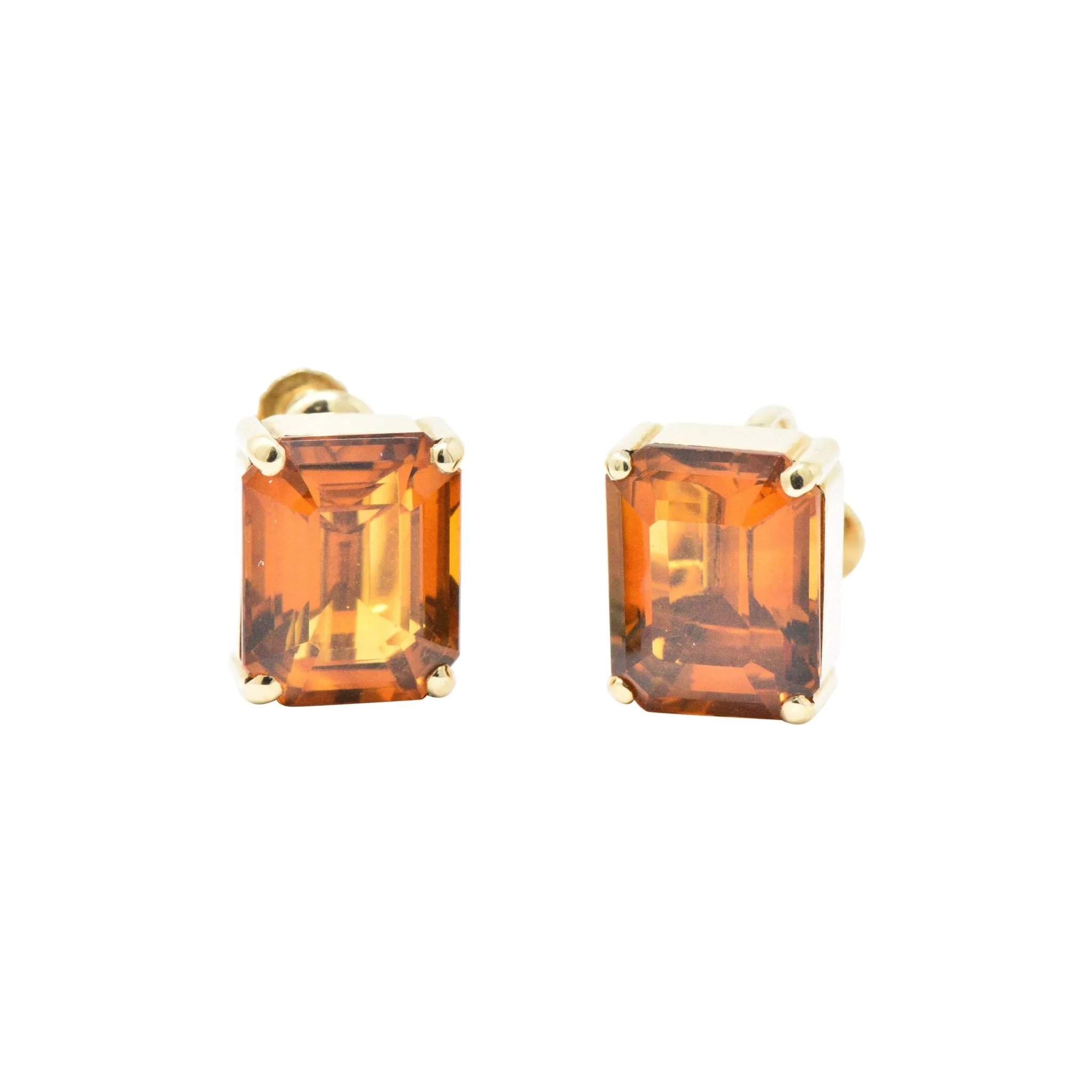 Tiffany & Co. 12.25 Carat Citrine & 18K Yellow Gold Retro Screw Back Earrings