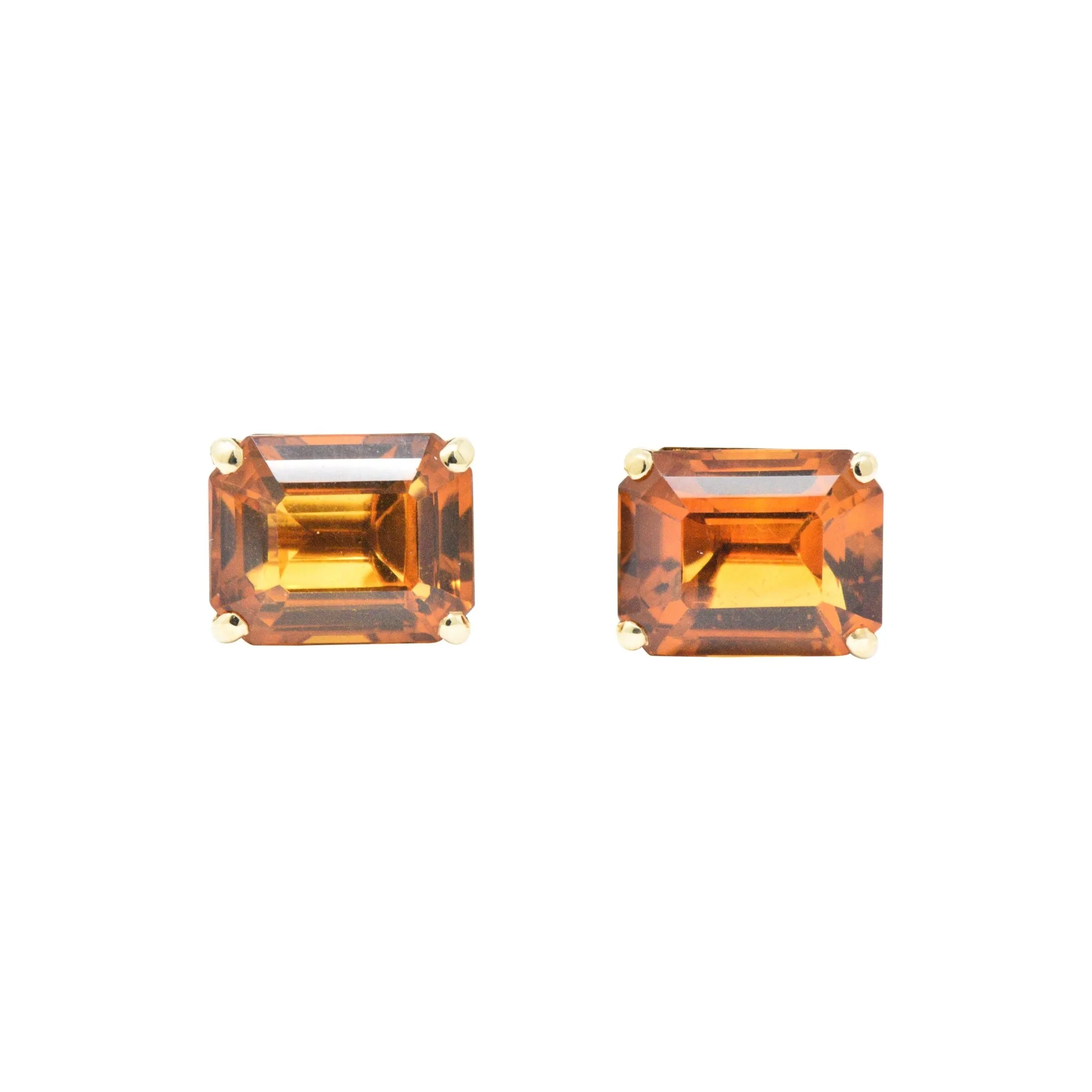 Tiffany & Co. 12.25 Carat Citrine & 18K Yellow Gold Retro Screw Back Earrings